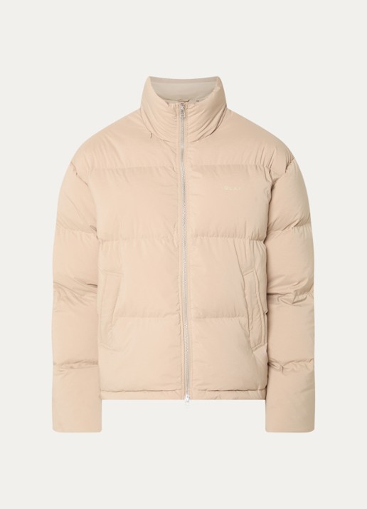 OLAF Puffer jack met ritszakken en logo - voorkant 2 beige