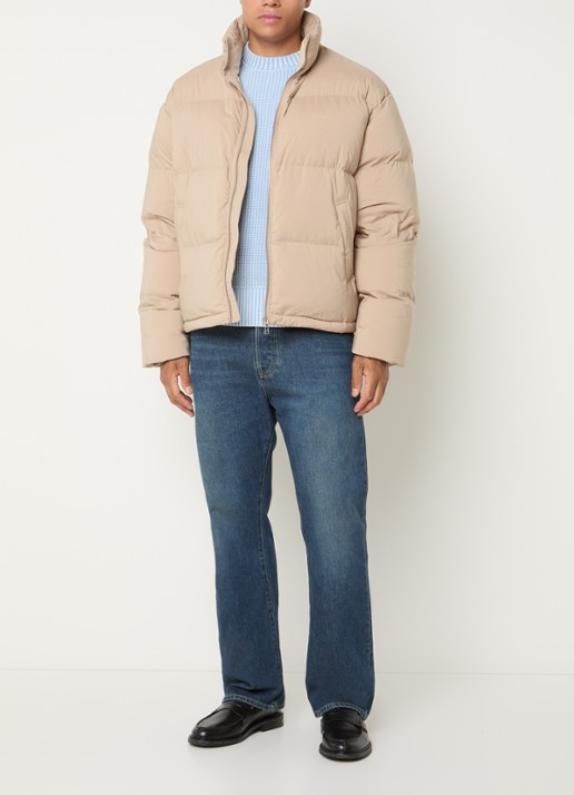 OLAF Puffer jack met ritszakken en logo - voorkant 3 beige