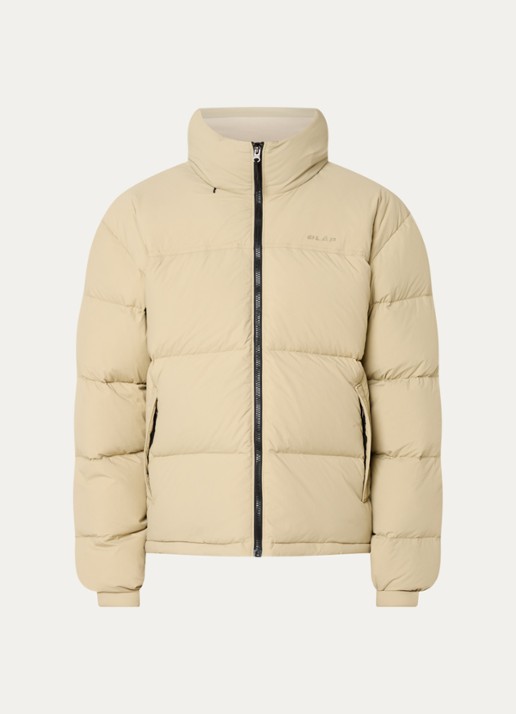 OLAF Puffer jack met ritszakken en opbergbare capuchon - voorkant 3 beige