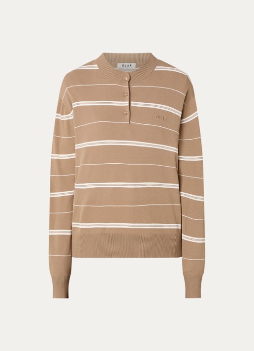 OLAF Pullover met streepprint en logoborduring