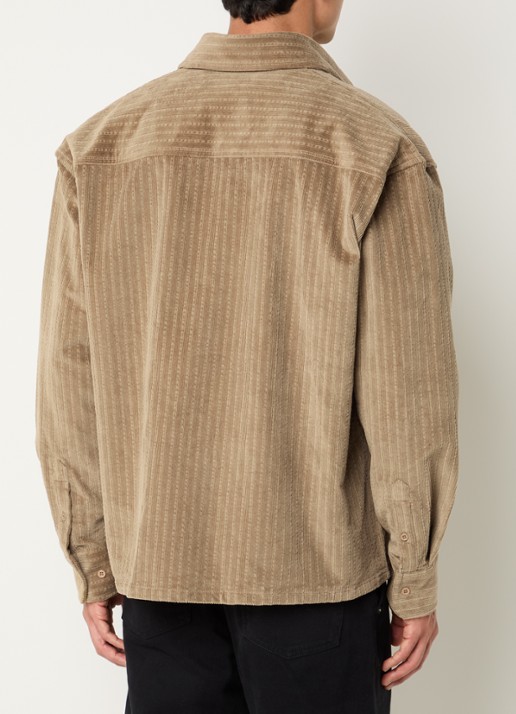 OLAF Regular fit overhemd van corduroy met borstzak - achterkant khaki