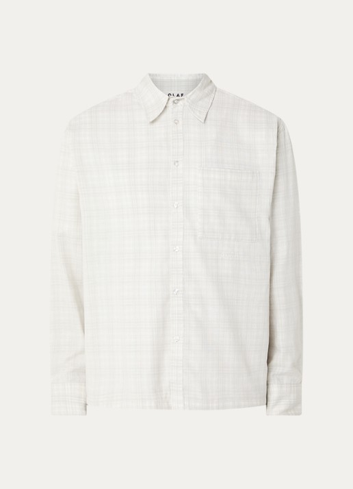 OLAF Regular fit overshirt met ruitdessin - voorkant beige