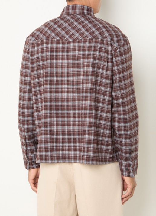 OLAF Regular fit overshirt met ruitdessin - achterkant kastanjebruin