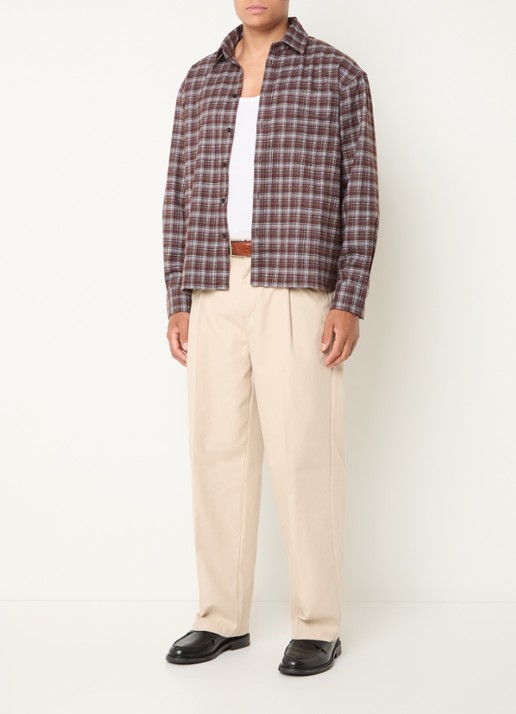 OLAF Regular fit overshirt met ruitdessin - voorkant 3 kastanjebruin