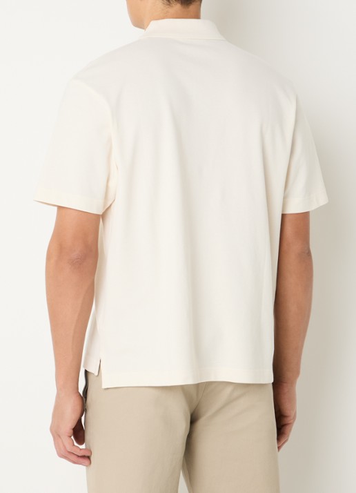 OLAF Regular fit polo met logo - achterkant gebroken wit