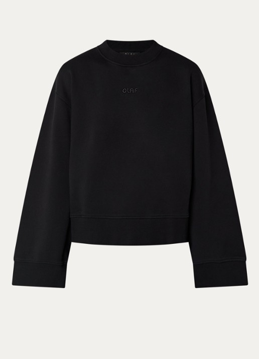 OLAF Retro sweater met logoborduring - voorkant 3 zwart