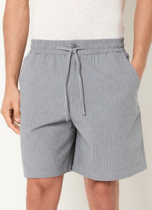 OLAF Seersucker midwaist loose fit korte broek met textuur