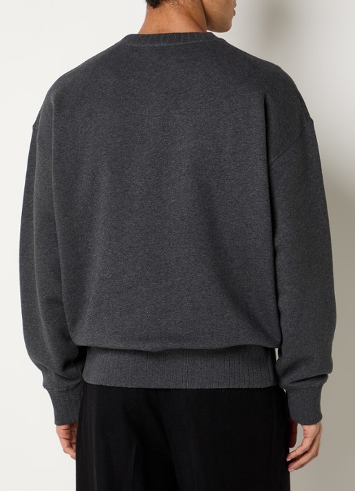 OLAF Signature Boxy sweater met gemêleerd dessin en logoborduring - achterkant 4 antraciet