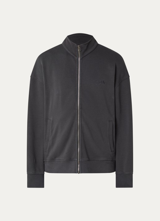 OLAF Signature Logo sweatvest met kraag en logoborduring - voorkant antraciet