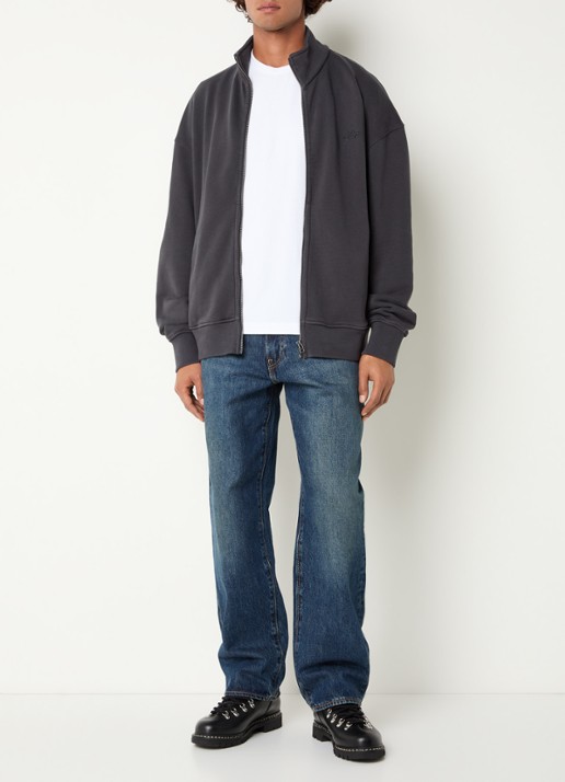 OLAF Signature Logo sweatvest met kraag en logoborduring - voorkant 2 antraciet