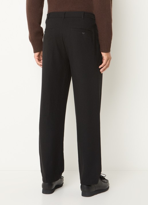 OLAF Straight fit pantalon in wolblend met steekzakken - achterkant 3 zwart