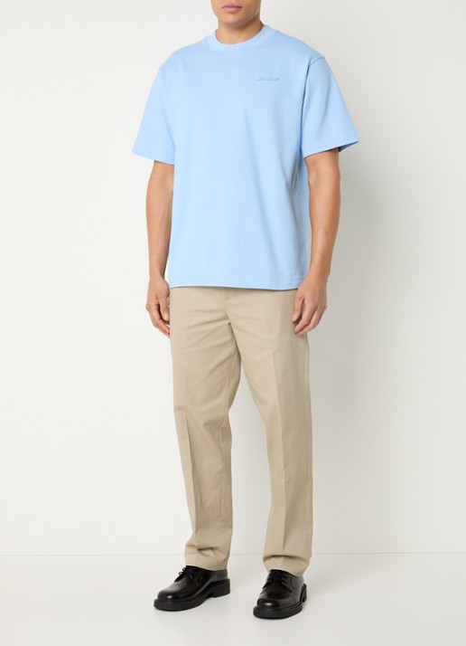OLAF Studio T-shirt met logoborduring - voorkant 3 lichtblauw