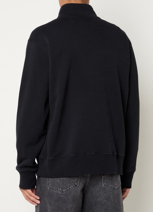 OLAF Sweater met halve rits en logoborduring - achterkant zwart