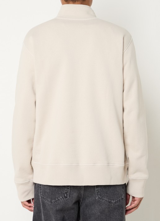 OLAF Sweater met halve rits en logoborduring - achterkant 3 beige