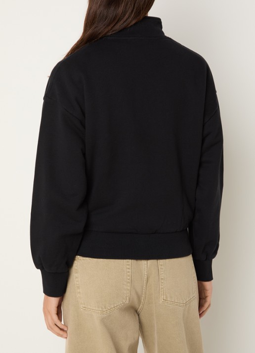 OLAF Sweater met halve rits en logoborduring - achterkant 2 zwart