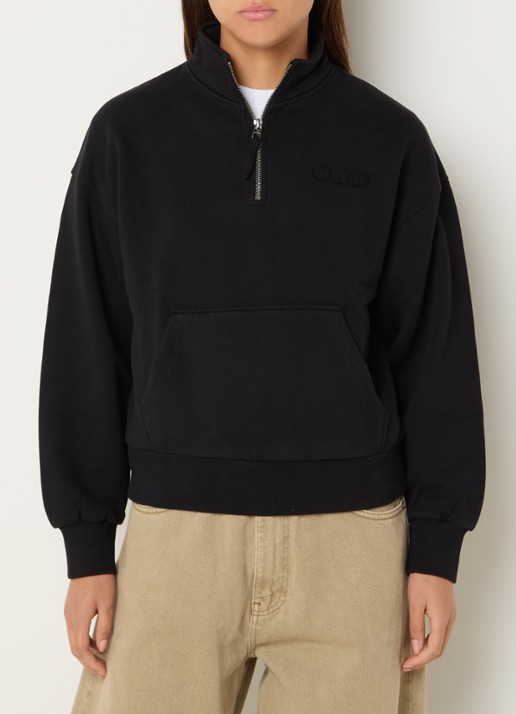 OLAF Sweater met halve rits en logoborduring