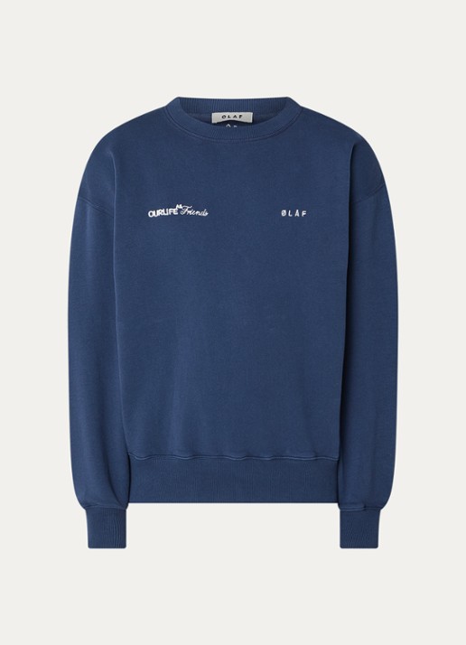 OLAF Sweater met logoborduring - voorkant 3 donkerblauw