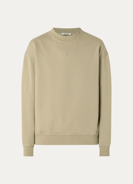 OLAF Sweater met logoborduring - voorkant 3 mosgroen