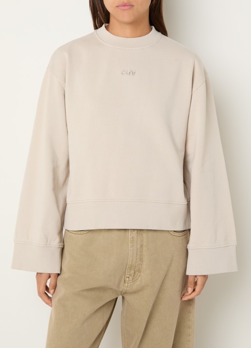 OLAF Sweater met logoborduring - detail 4 beige