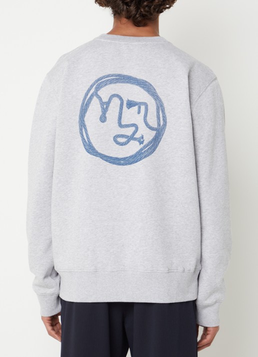 OLAF Sweater met logoprint - detail lichtgrijs