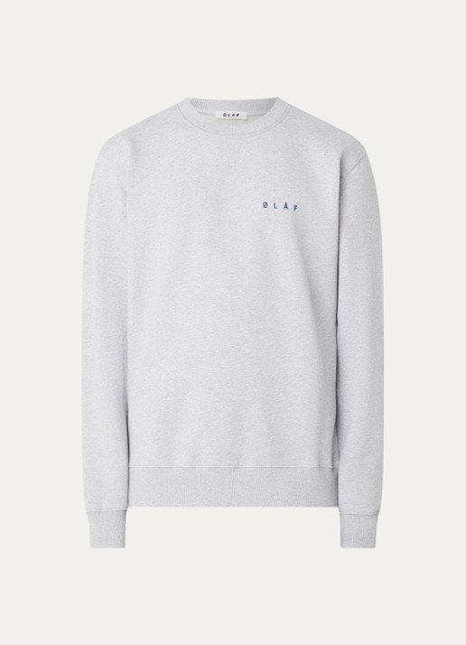 OLAF Sweater met logoprint - voorkant 3 lichtgrijs