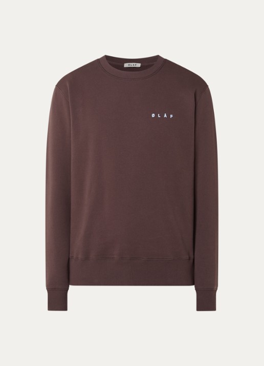 OLAF Sweater met logoprint - voorkant 3 bruin