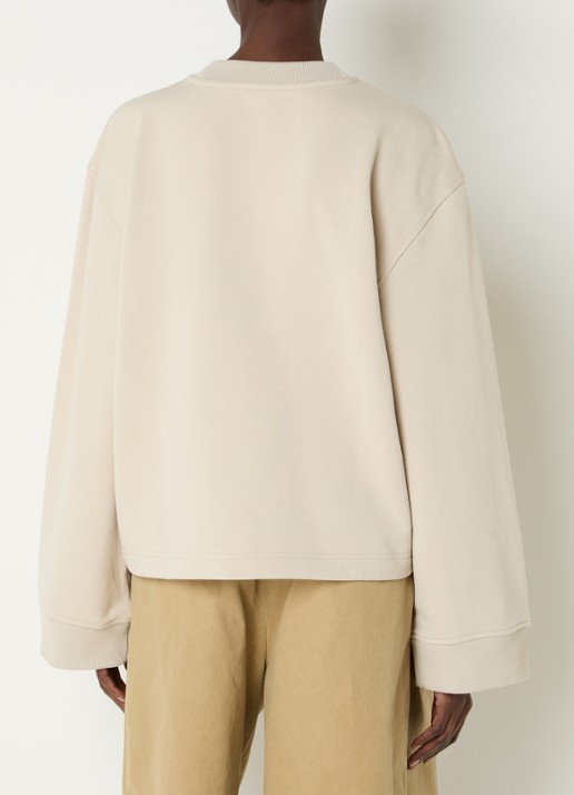 OLAF Sweater met print en trompetmouw - achterkant beige