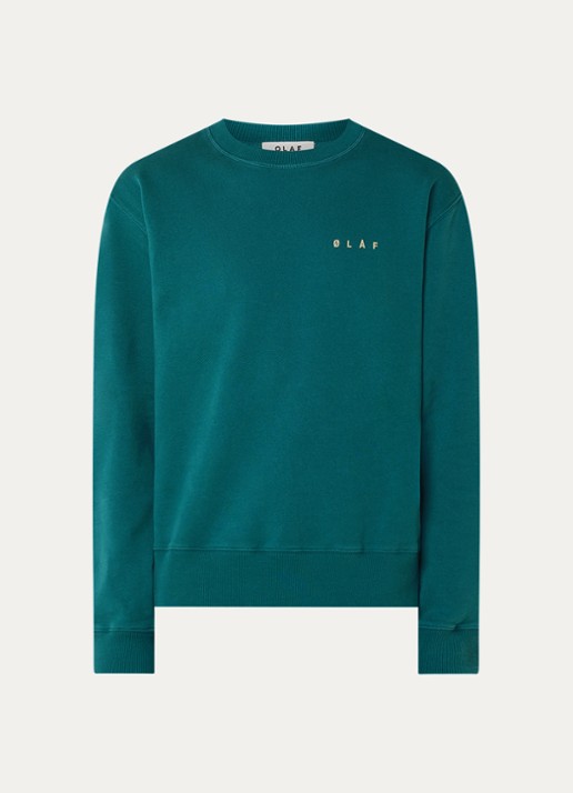 OLAF Sweater met print - voorkant zeegroen