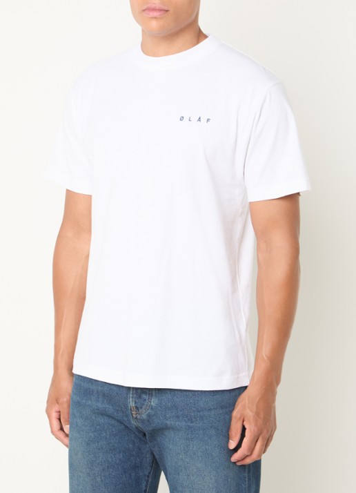 OLAF T-shirt met logo- en backprint - achterkant 3 wit