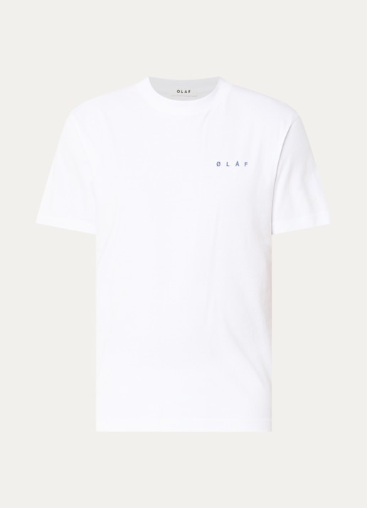 OLAF T-shirt met logo- en backprint - voorkant wit