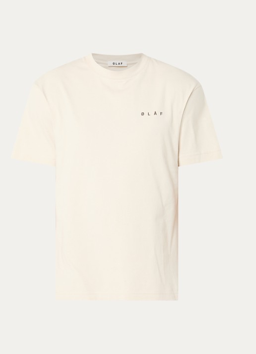 OLAF T-shirt met logo- en backprint - voorkant 3 creme