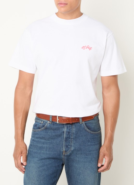 OLAF T-shirt met logo- en backprint - achterkant wit