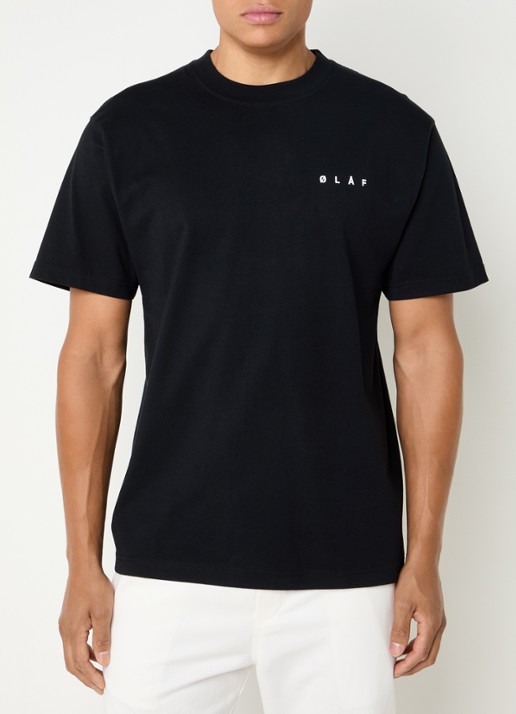 OLAF T-shirt met logo- en backprint - achterkant 3 zwart