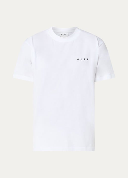OLAF T-shirt met logo- en backprint - voorkant 2 gebroken wit