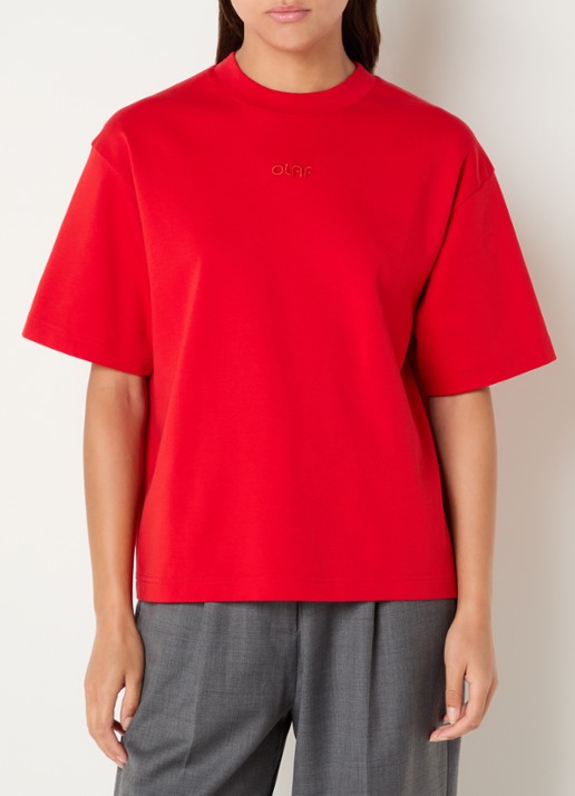 OLAF T-shirt met logo - detail rood