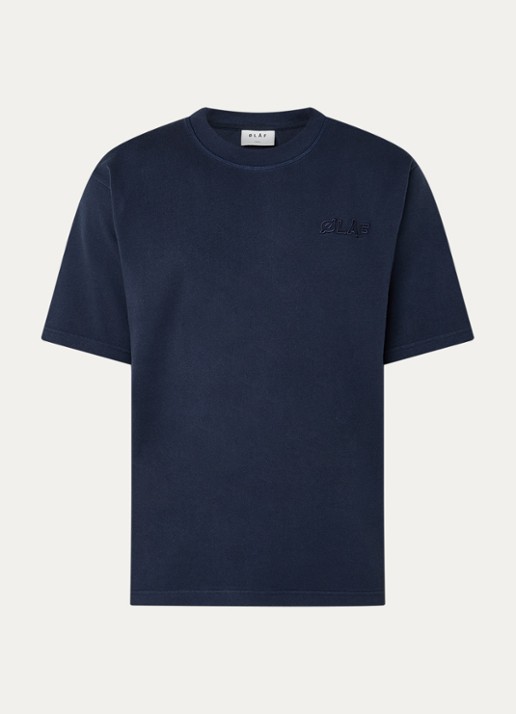 OLAF T-shirt met logoborduring - voorkant 3 donkerblauw