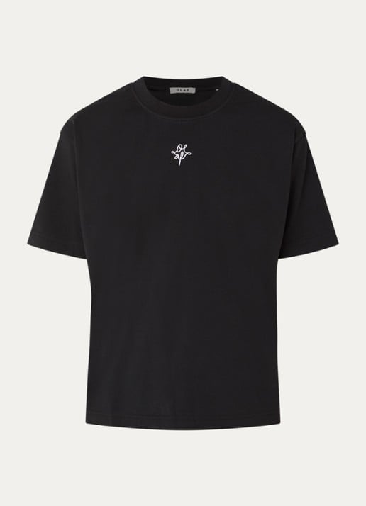 OLAF T-shirt met logoborduring - voorkant zwart