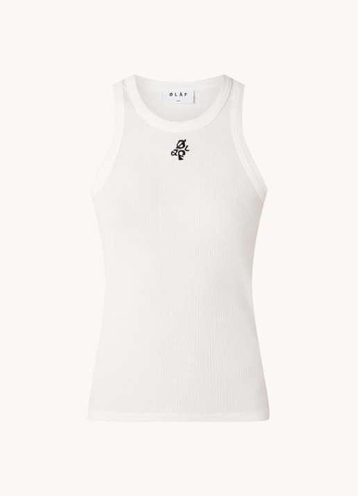 OLAF Tanktop met logoborduring - voorkant gebroken wit