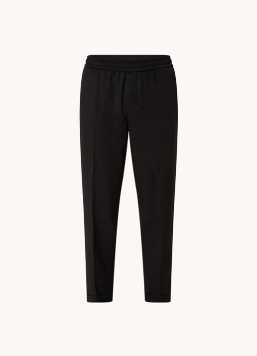 OLAF Tapered fit pantalon met trekkoord - voorkant zwart