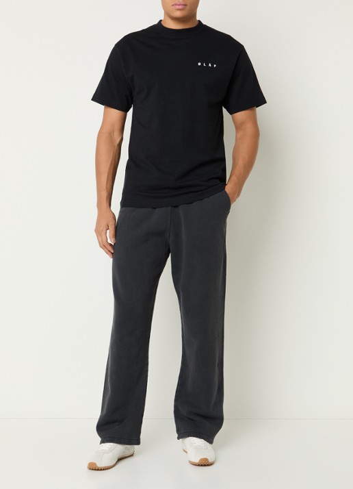 OLAF Washed straight fit joggingbroek met steekzakken - voorkant 3 antraciet