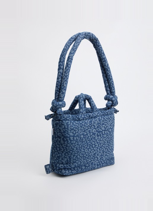 Ölend Ona gewatteerde crossbodytas van denim met panterprint - achterkant 5 indigo