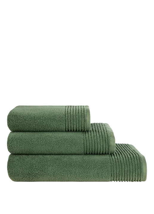 Olivier Desforges Alizee badhanddoek  - 450 gr/m² - 100 x 50 cm - achterkant 4 olijfgroen