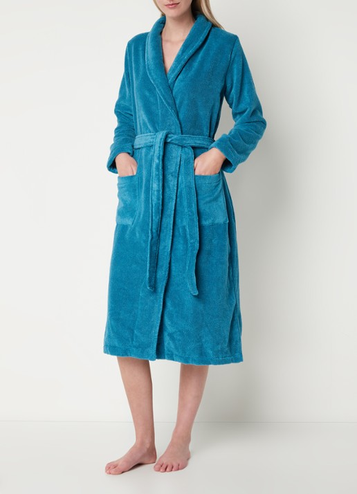 Olivier Desforges Alizee badjas van katoen - unisex - voorkant 3 zeegroen