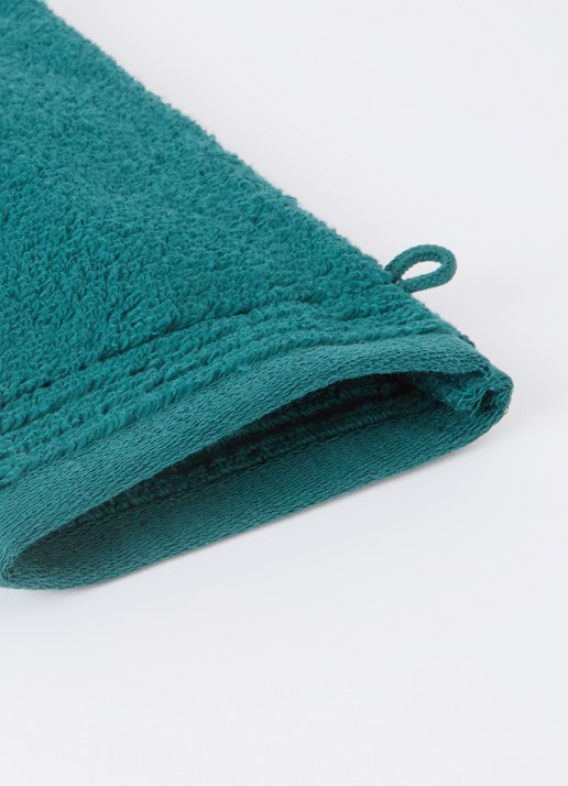 Olivier Desforges Alizee washand - 885 gr/m2 - 15 x 21 cm - detail zeegroen