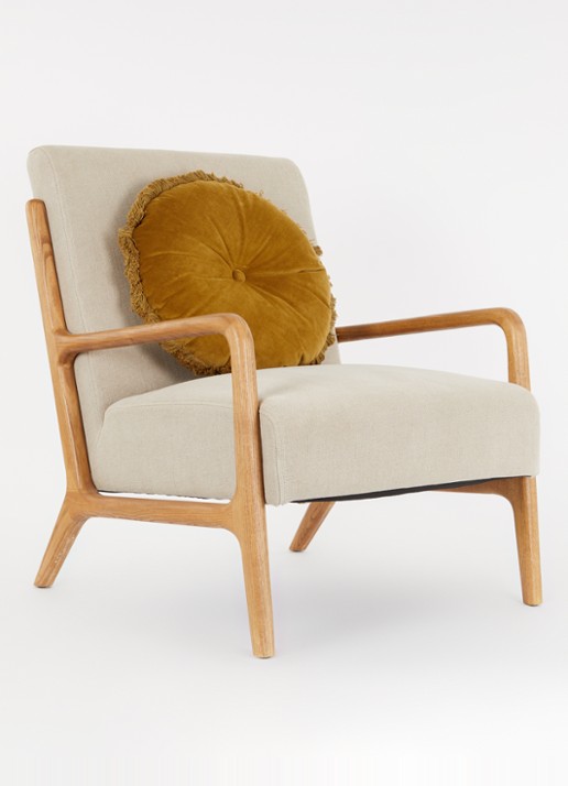 Olivier Desforges Romulus sierkussen Ø45 cm - voorkant 4 khaki