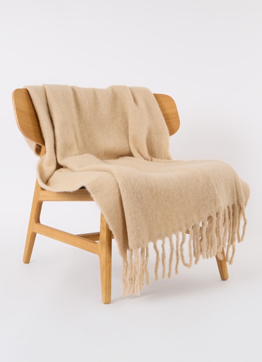 Olivier Desforges Tourbill plaid in wolblend 130 x 170 cm - voorkant 3 beige
