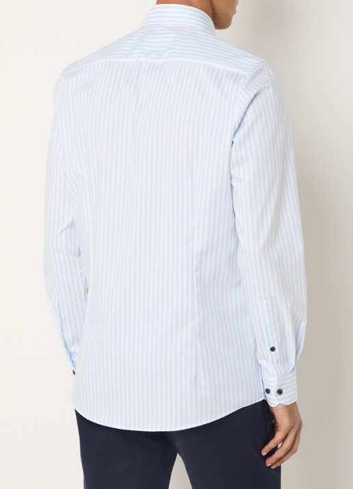 Olymp Level Five body fit overhemd met streepprint - achterkant 4 blauw