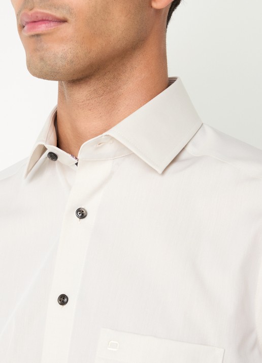 Olymp Luxor modern fit overhemd met borstzak - detail 5 creme