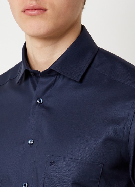 Olymp Luxor modern fit overhemd met borstzak - detail 4 donkerblauw