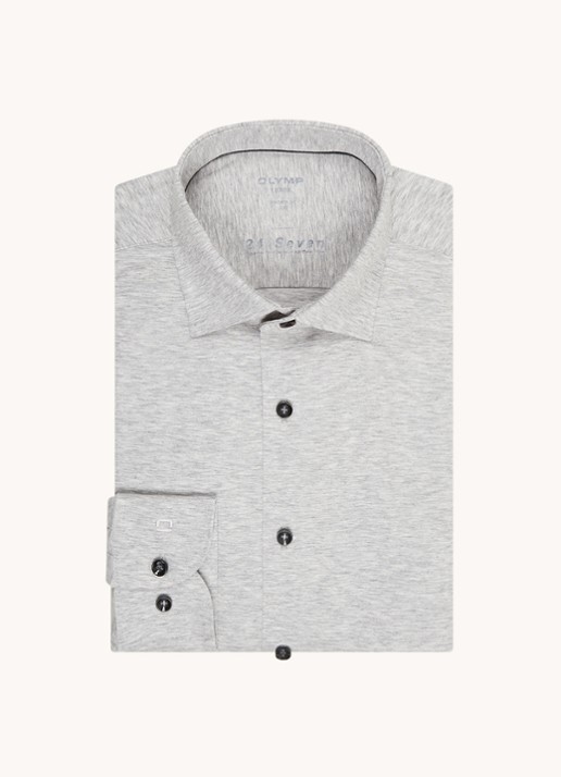 Olymp Luxor modern fit overhemd van jersey   - voorkant 2 grijs